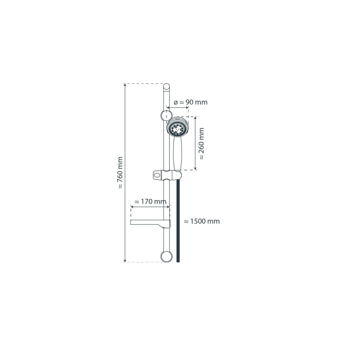 64160 FRESH Set barre de douche, chromé