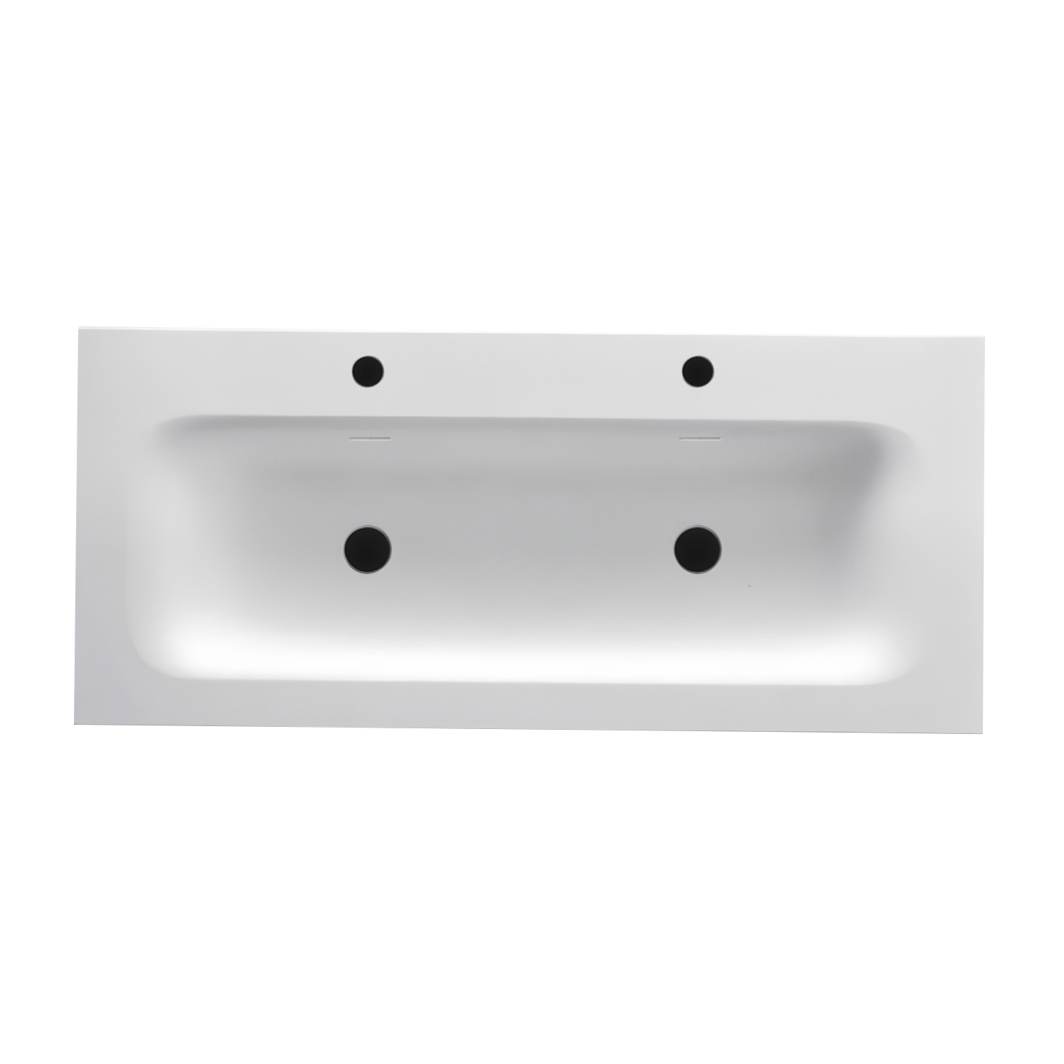 WONDA ROUND SLIM LAVABO - 1 VASQUE - AVEC TROP-PLEIN - 2 TROUS ROBINET - MARBRE COMPOSITE - 120X1,6X52,5 CM - BLANC MAT