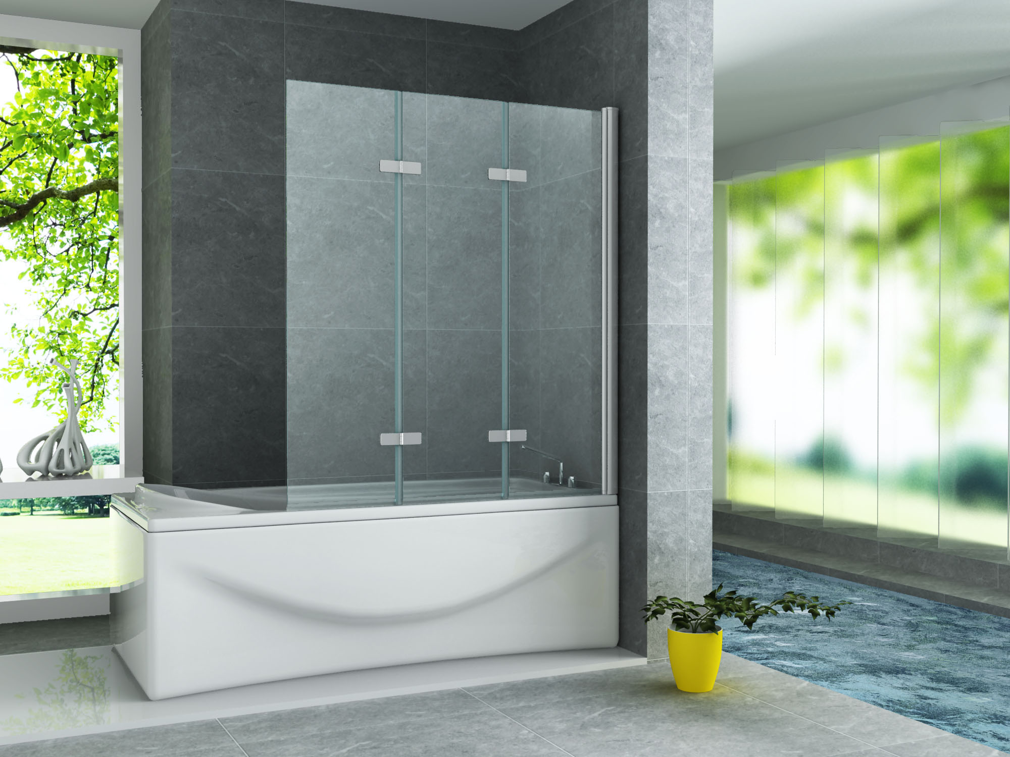 ALONI PAROI DE BAIGNOIRE – 3 PARTIES – RABATTABLE - 1300X1400MM - CHROME-VERRE CLAIR