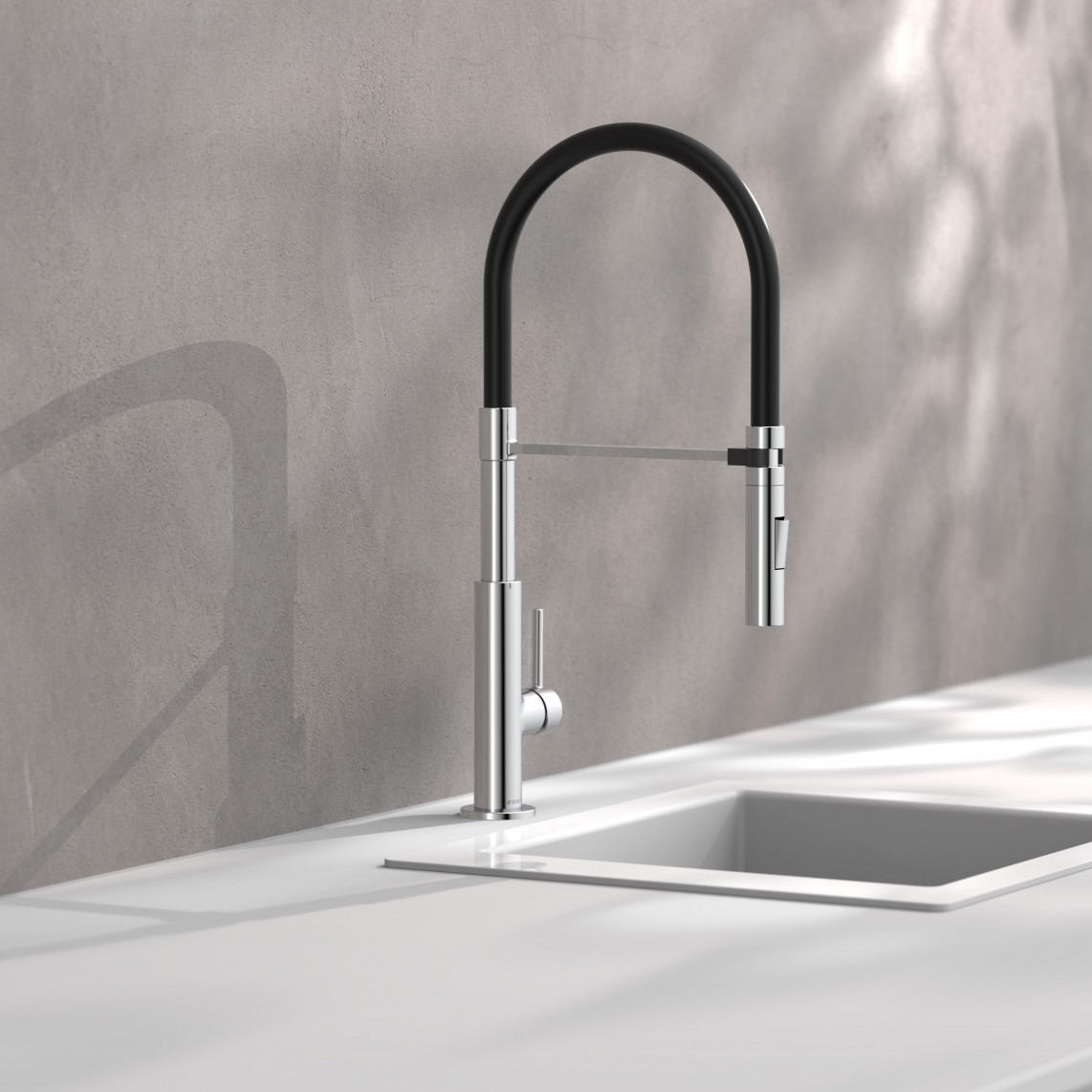 79180 STILO Mitigeur évier, chromé/noir, chromé/rouge, avec flexible soft-touch