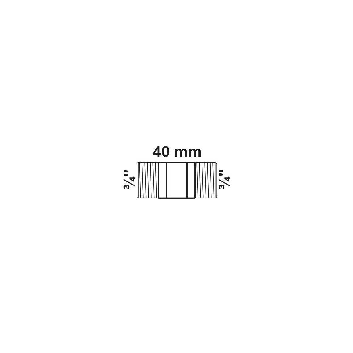 988962013 BR mamelon double, vierge, 3/4" x 40 mm, (3530)