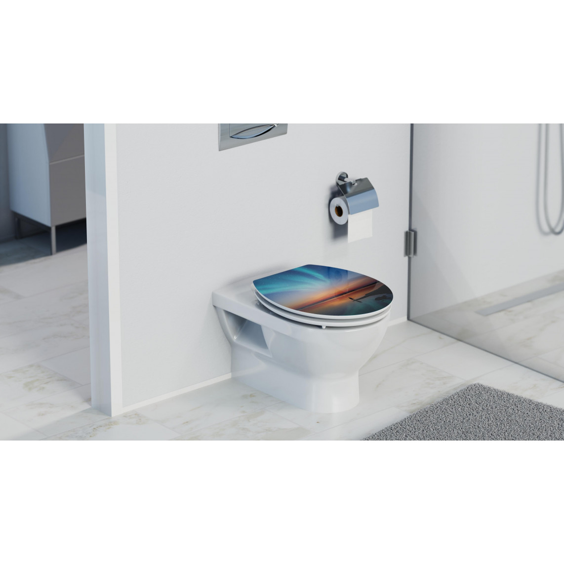 80548 abattant WC en MDF HG POLAR LIGHTS, avec frein de chute