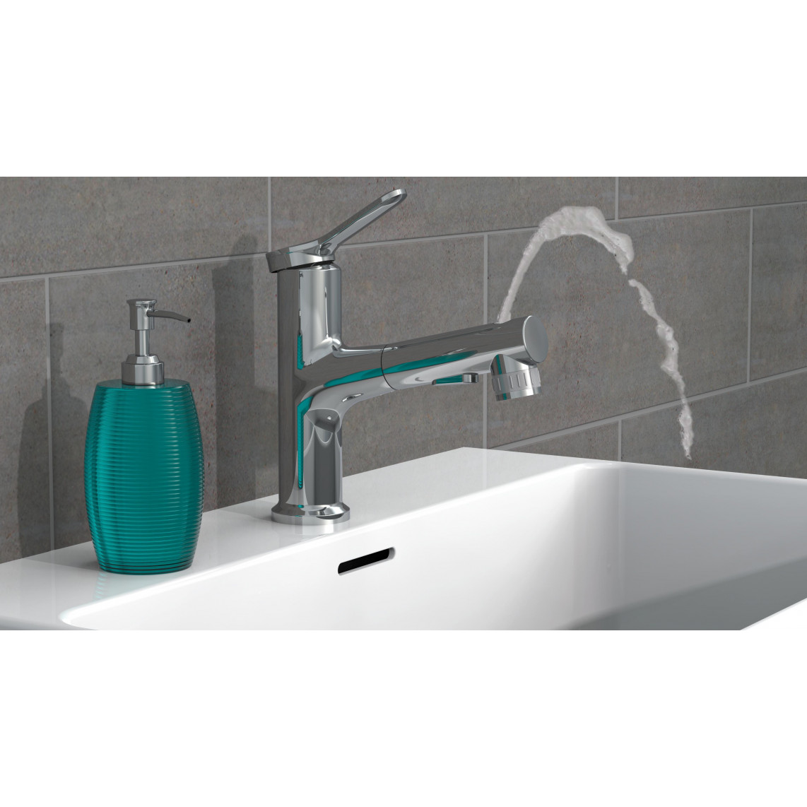 NI075VARCR VARIABILE Mitigeur lavabo, chromé, avec douchette à cheveux extractible