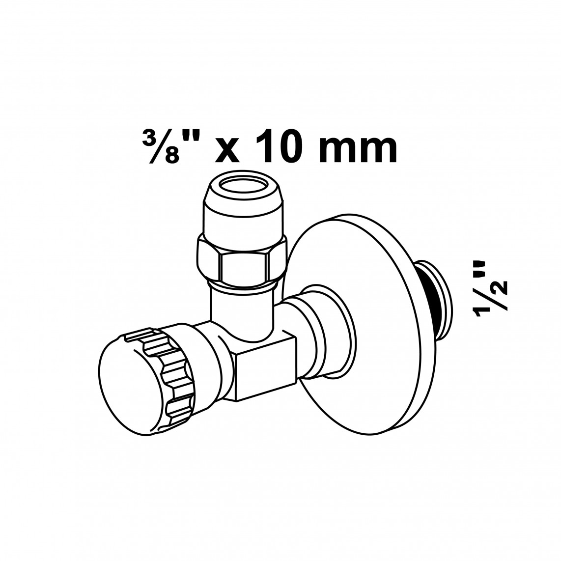 98480400 robinet d'équerre, 1/2" M x 3/8" M x 10 mmQ, avec Rosace de tiroir, auto-étanche