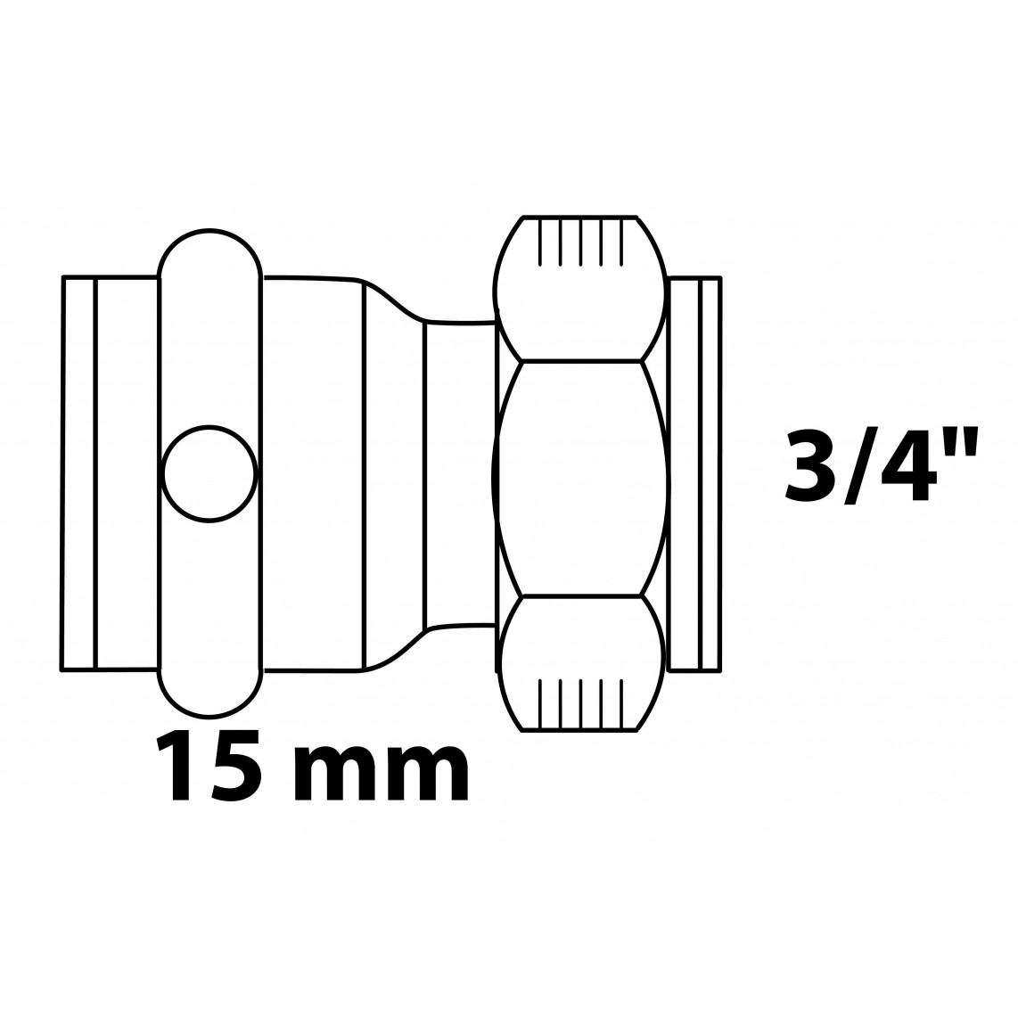 988628554 BR raccord de transition à serrer, vierge, 15 mm x 3/4" F, 1 manchon, (P4355)