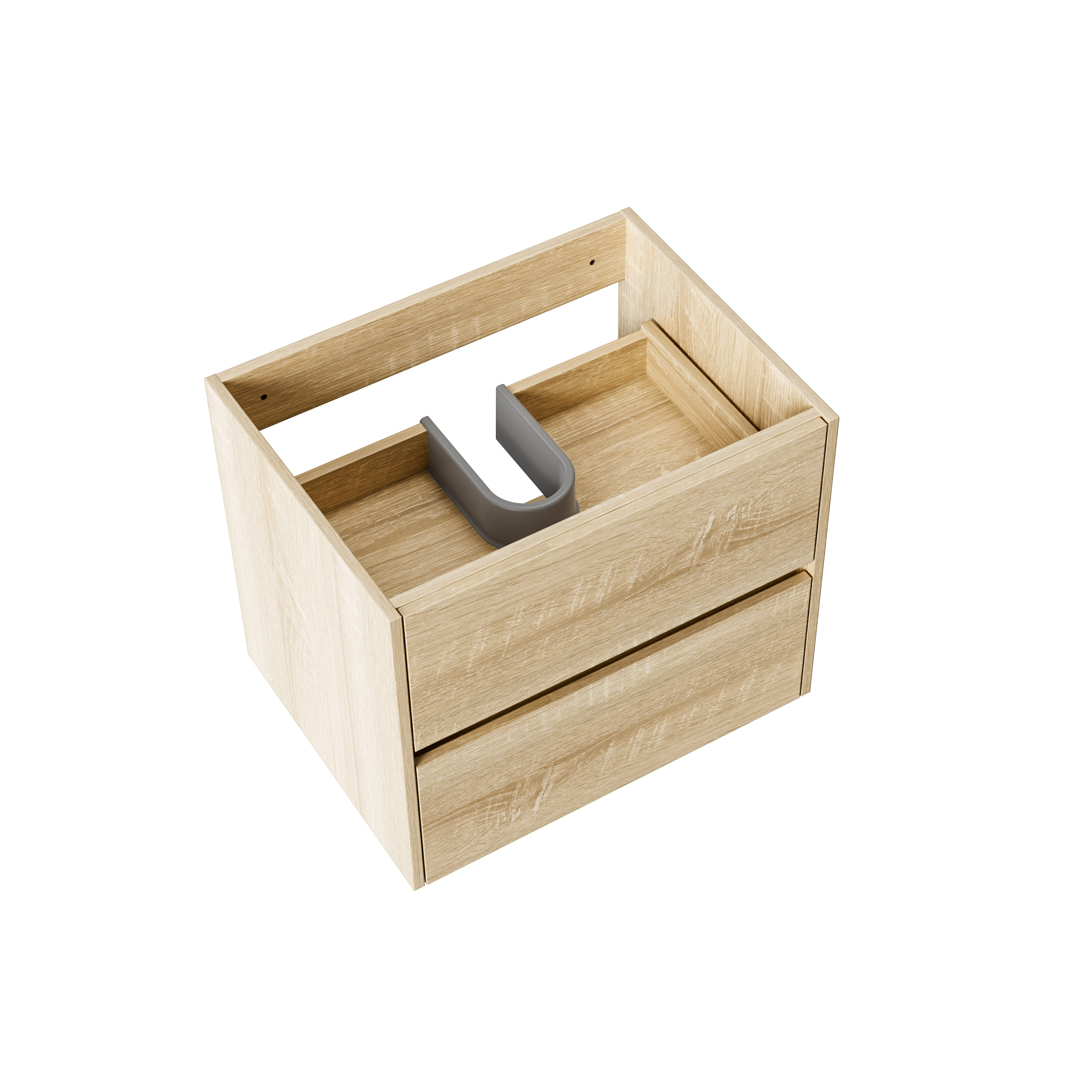ALONI HAYAT MEUBLE SOUS-VASQUE - 2 TIROIRS - SANS POIGNEE - SOFT CLOSE – 59,5X50X45 CM - CHÊNE