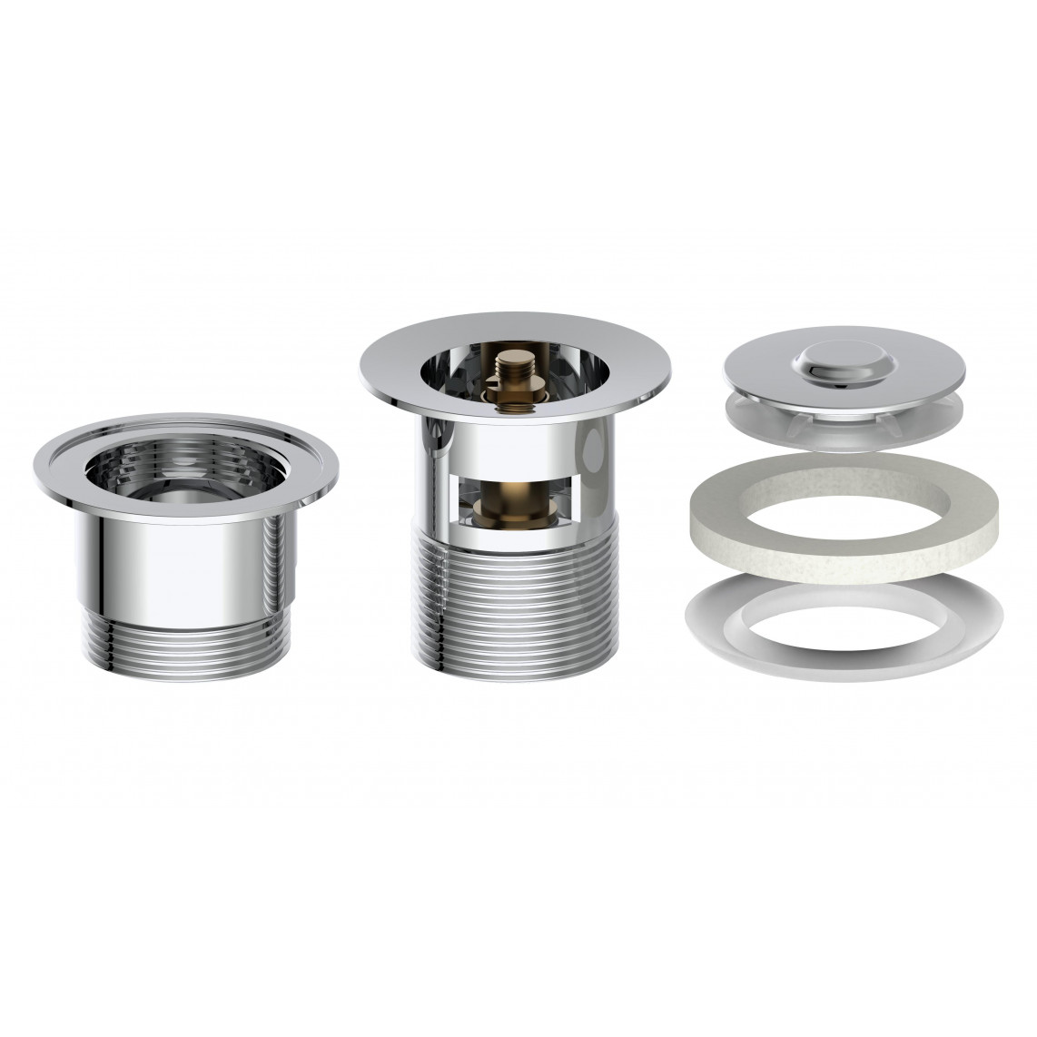 98807320 DAV-2WK vanne d'évacuation, chromé, 1 1/4" x 65 mm