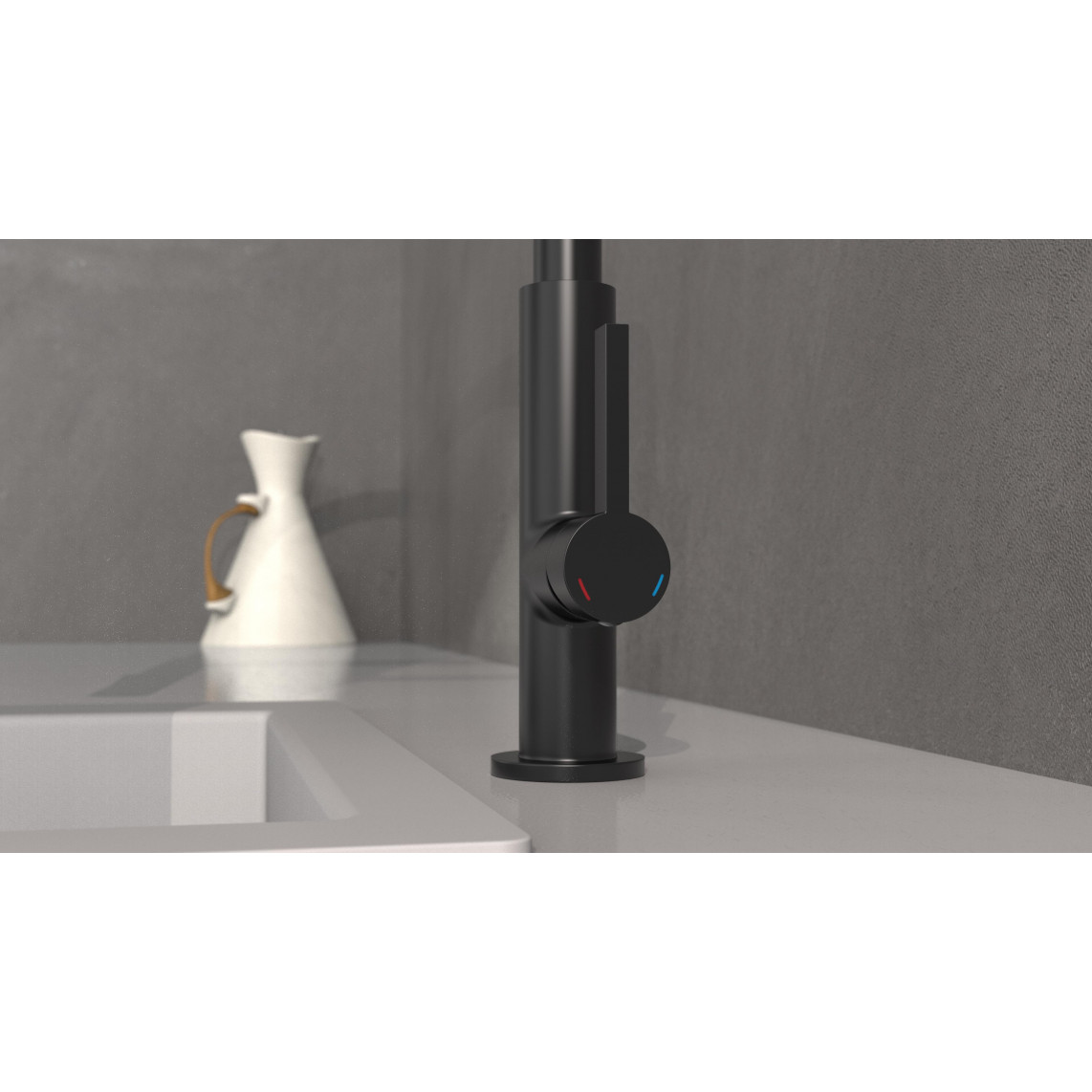 79147 MIAMI Mitigeur évier, noir mat, avec flexible soft-touch