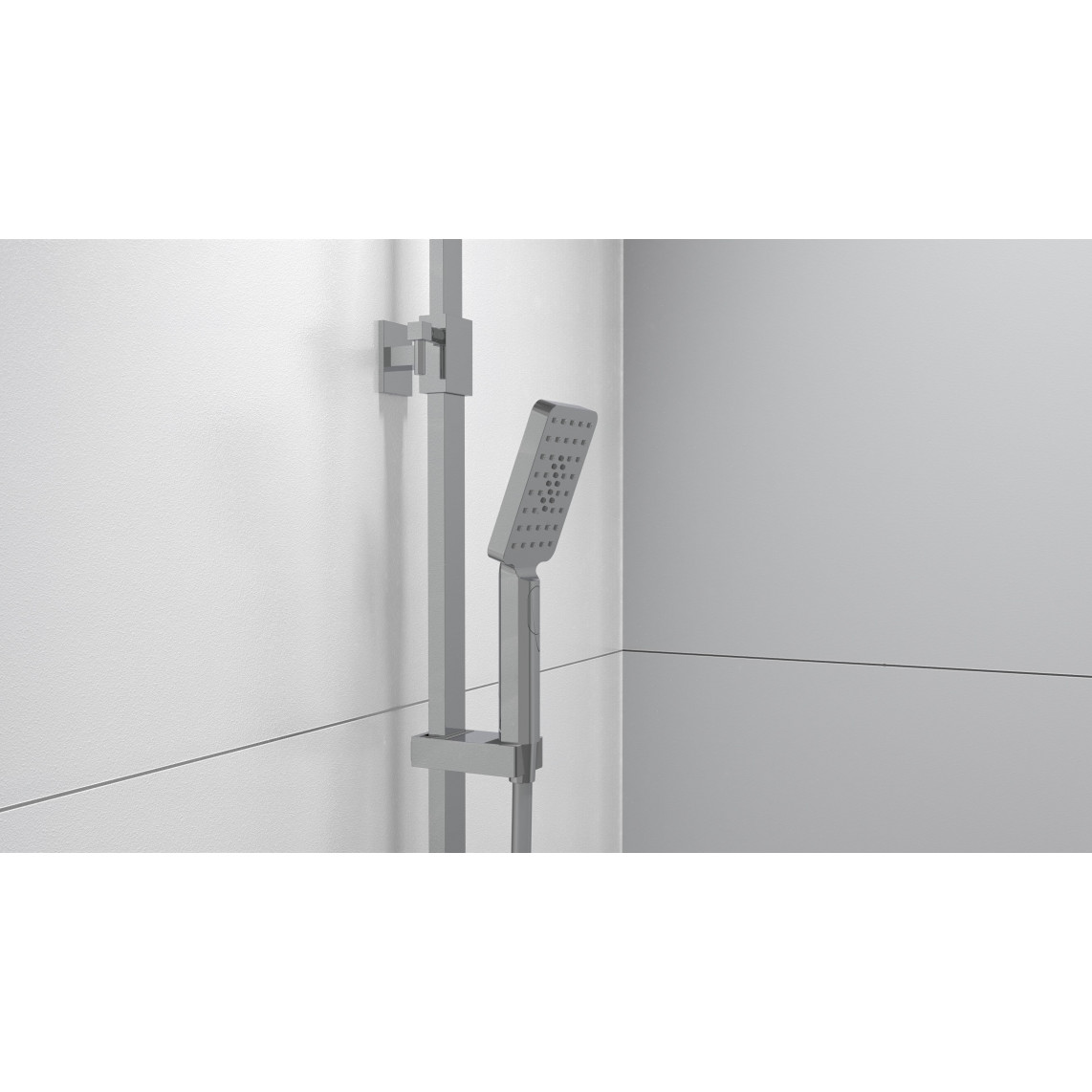 60530 OCEAN Set douche de pluie avec Mitigeur thermostatique, chromé/blanc, avec tablette