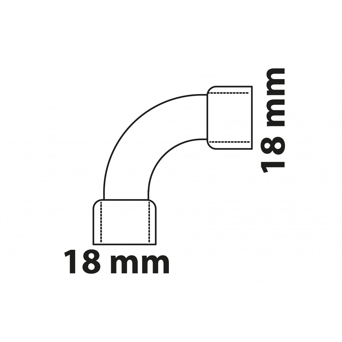 989014017 CU arc 90°, vierge, 18 mm, 2 manchons, (5002a)
