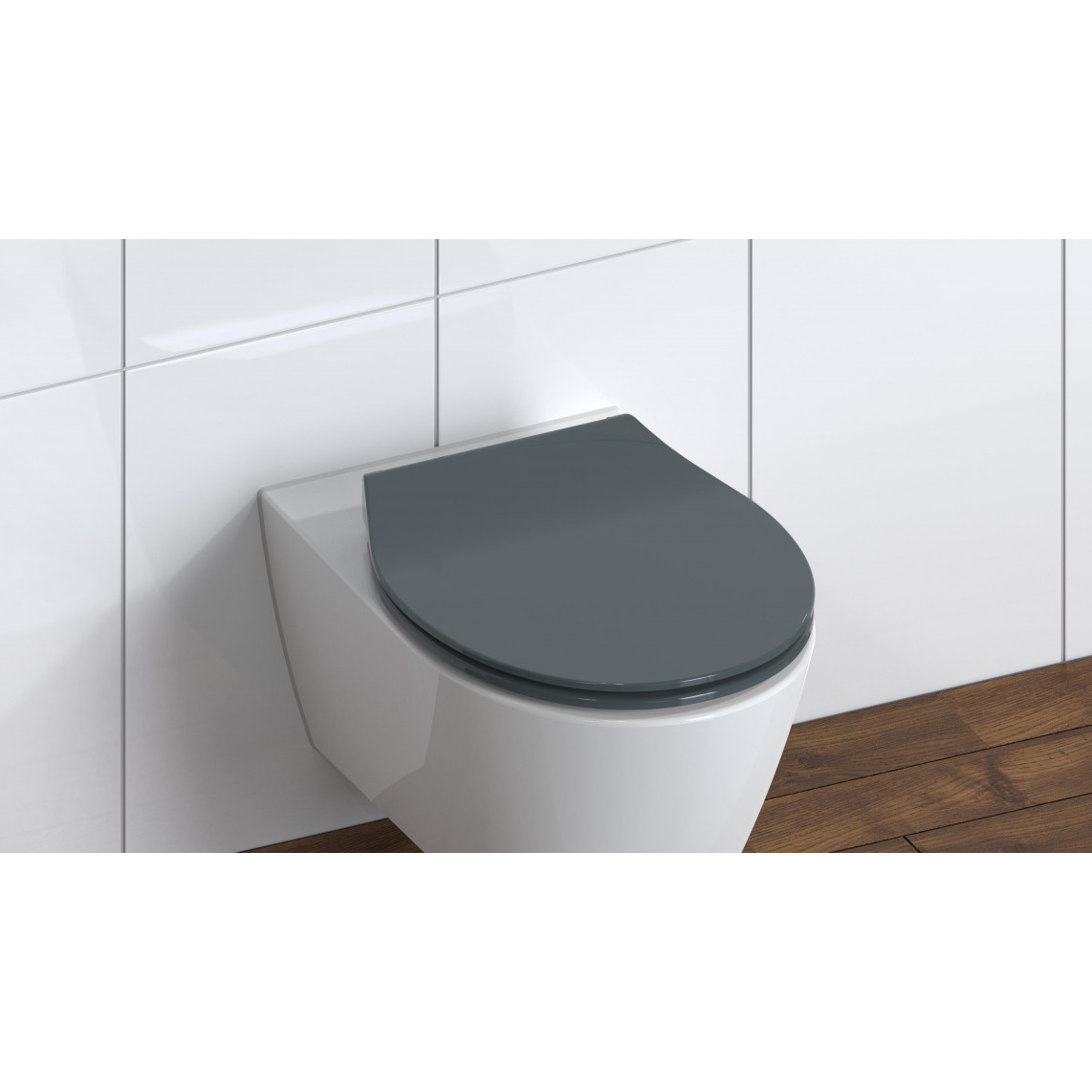 82704 abattant WC en Duroplast SLIM ANTHRAZIT, avec frein de chute et déclipsable