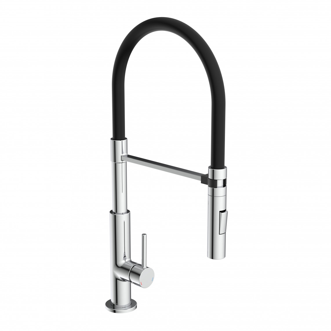 79180 STILO Mitigeur évier, chromé/noir, chromé/rouge, avec flexible soft-touch