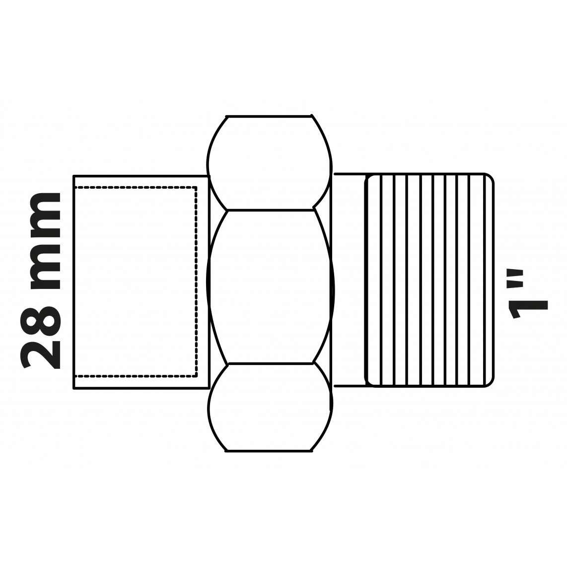 989245017 BR raccord à visser, vierge, 28 mm x 1" M, à joint conique, 1 manchon (4341g)