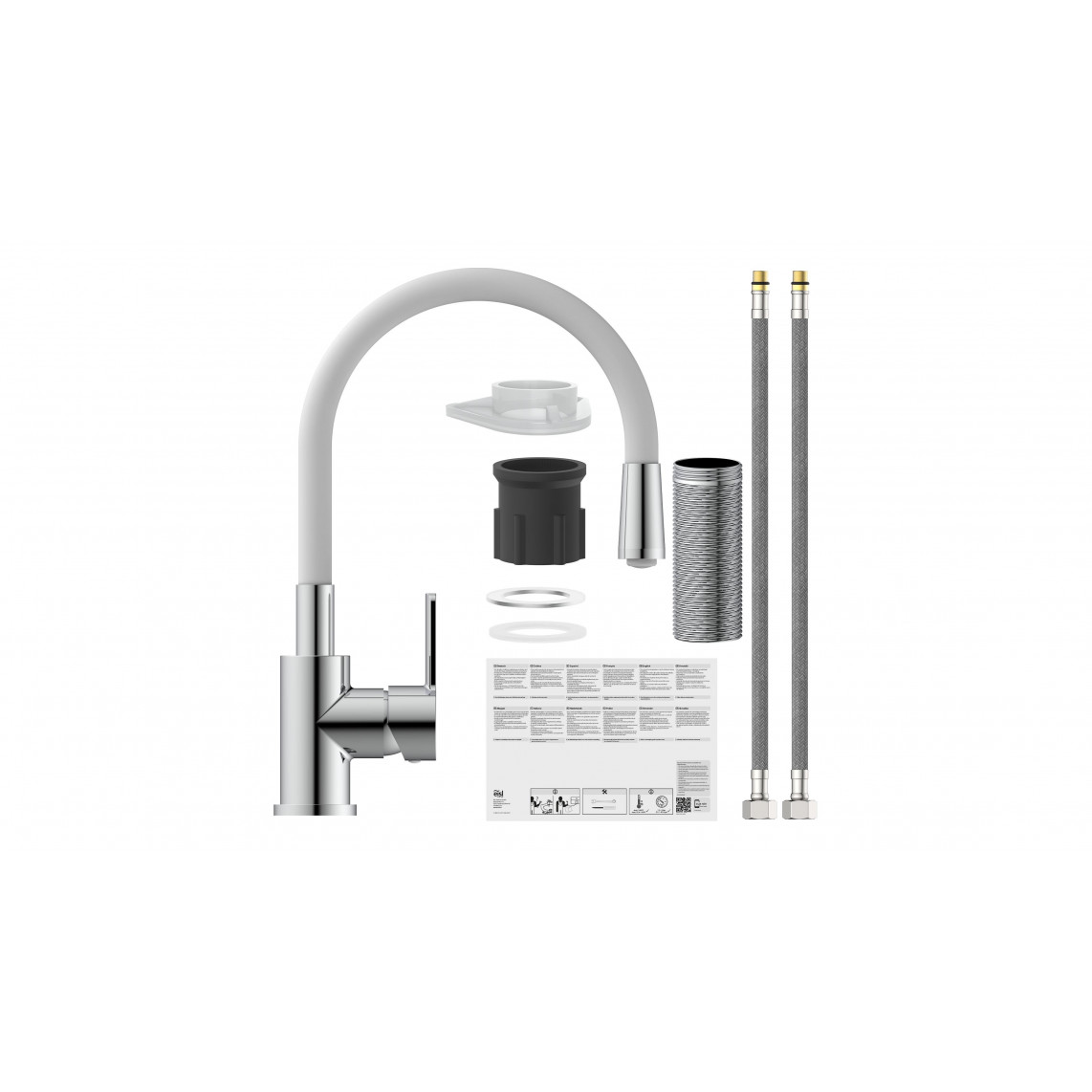 NI186FLHG FLEXO Mitigeur évier, chromé/gris clair, avec flexible soft-touch