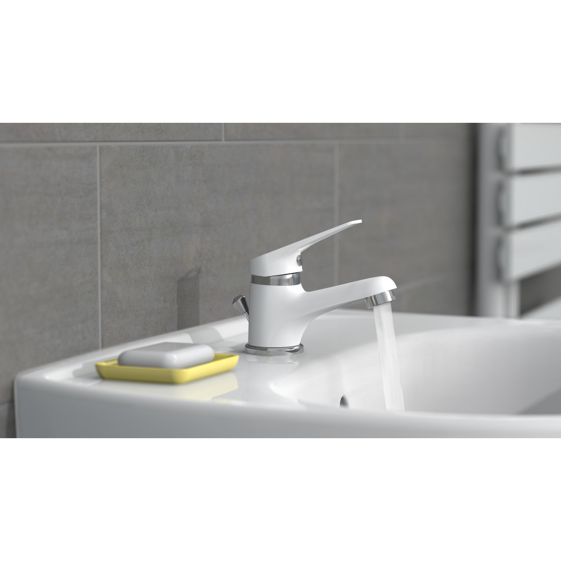 NI075SCR-W SPEED Mitigeur lavabo, blanc/chromé