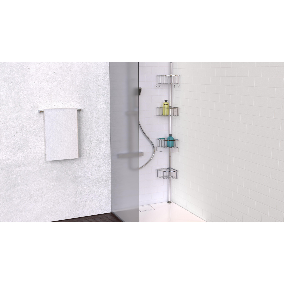 BA0920 étagère d'angle télescopique pour douche, chromé