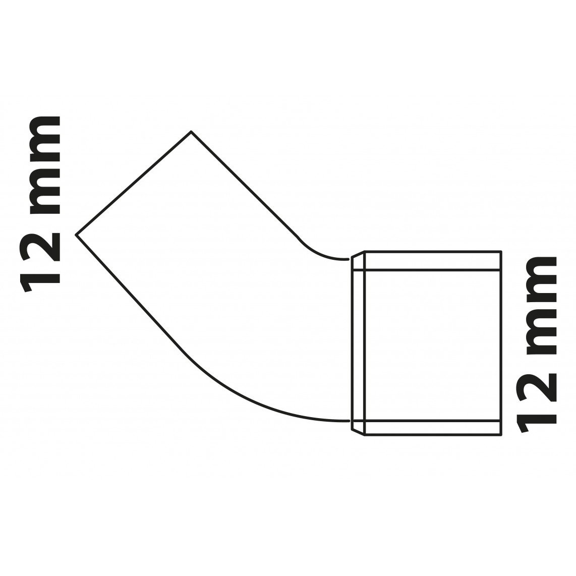 989141017 CU arc 45°, vierge, 12 mm, 1 manchon (5040)