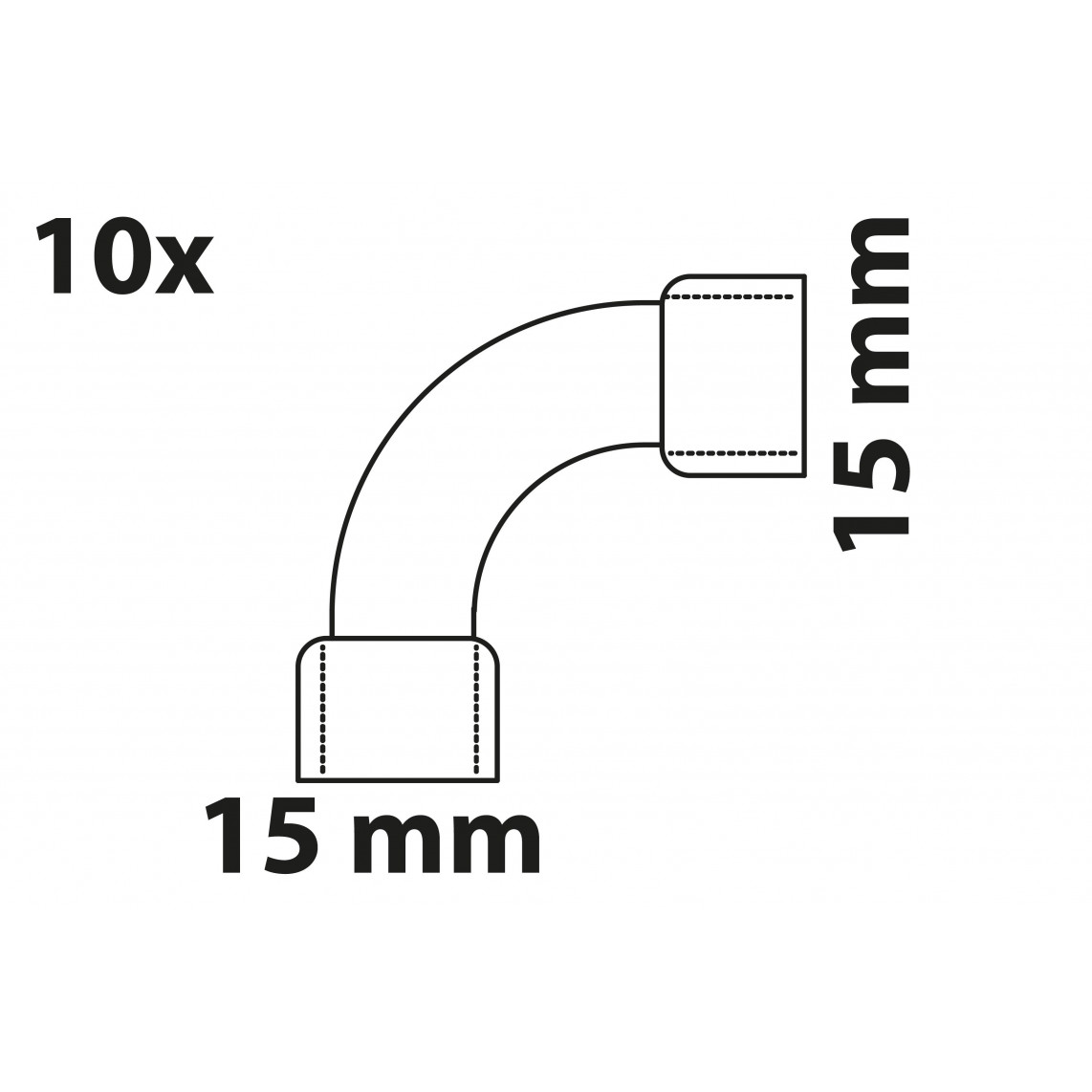 989017655 CU arc 90°, vierge, 15 mm, 2 manchons, (5002a) (10x)