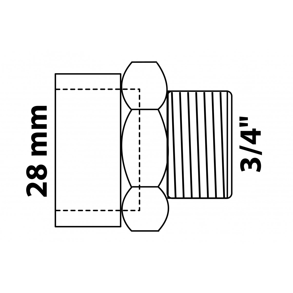 989089155 BR Mamelon de transition, vierge, 28 mm x 3/4" M, 1 manchon (4243g)