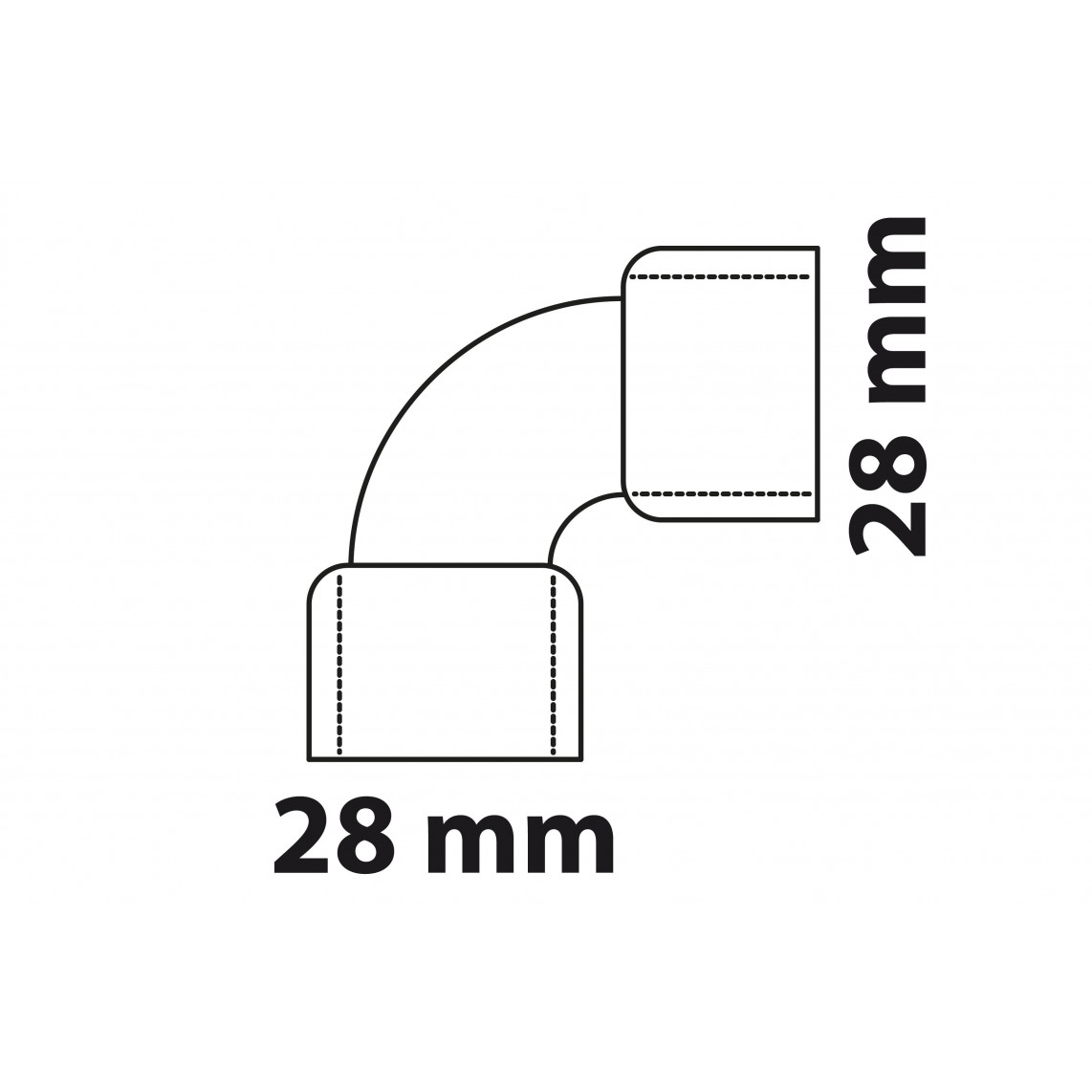 989016017 CU arc 90°, vierge, 28 mm, 2 manchons, (5002a)