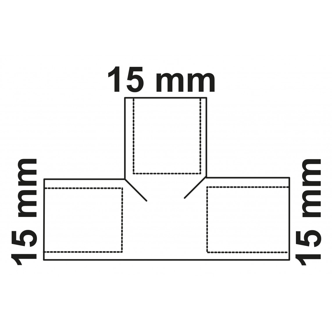 989043017 CU pièce en T, vierge, 15 mm, 3 manchons, (5130)