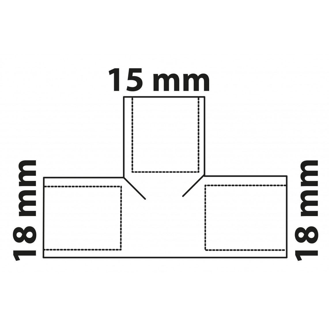 989272017 CU Té de réduction, vierge, 18 mm x 15 mm x 18 mm, 3 manchons (5130)