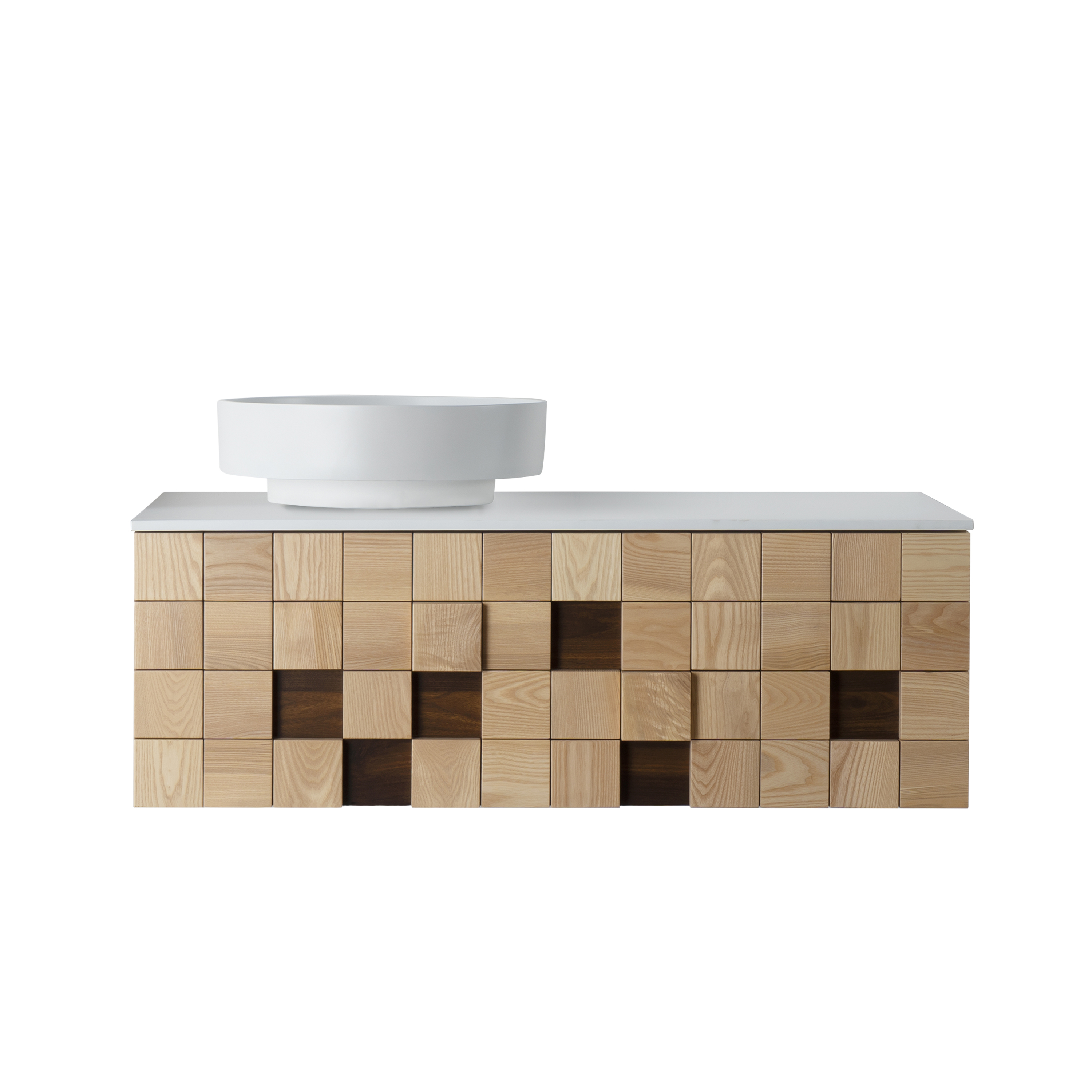 MIMOZA MEUBLE SOUS-VASQUE - 1 TIROIR - SANS POIGNÉE - SOFT CLOSE – 119X40X52 CM - CHÊNE CLAIR