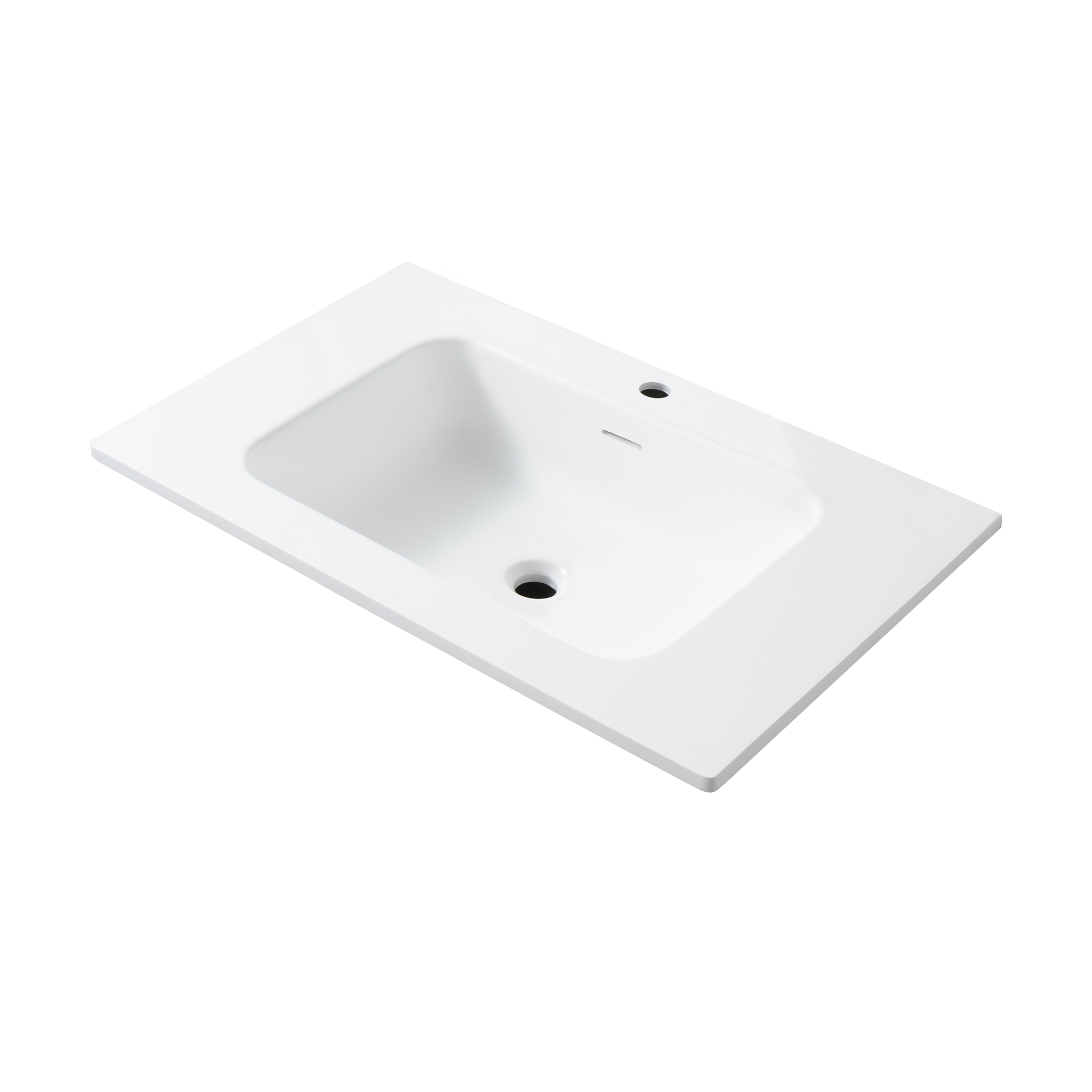 WONDA SQUARE SLIM LAVABO - 1 VASQUE - AVEC TROP-PLEIN - 1 TROU ROBINET - MARBRE COMPOSITE - 80X1,6X52,5 CM - BLANC MAT