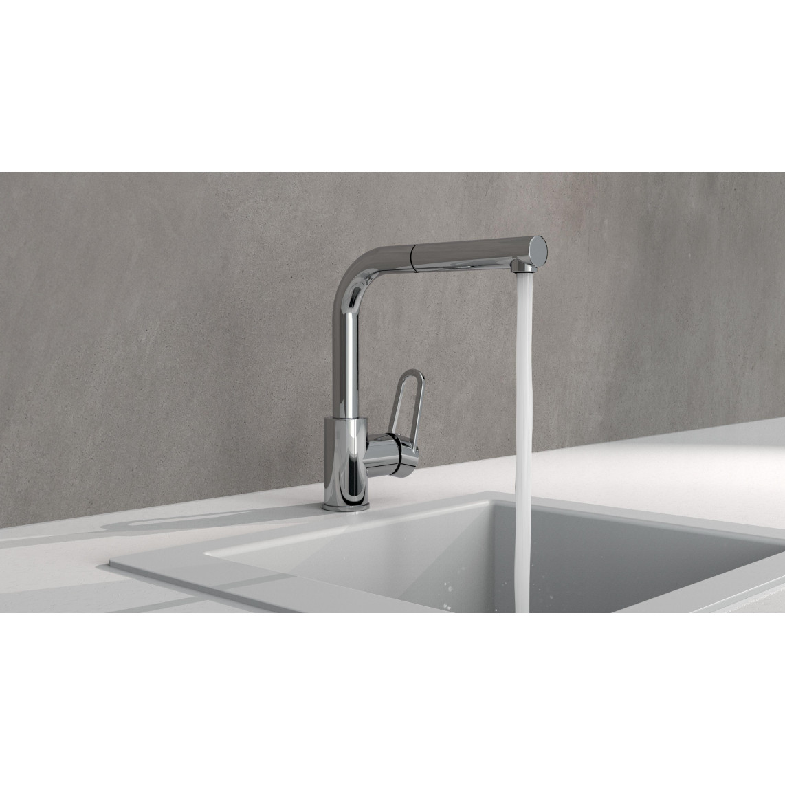 26230 DESIGN RING Mitigeur évier, chromé, avec bec extractible