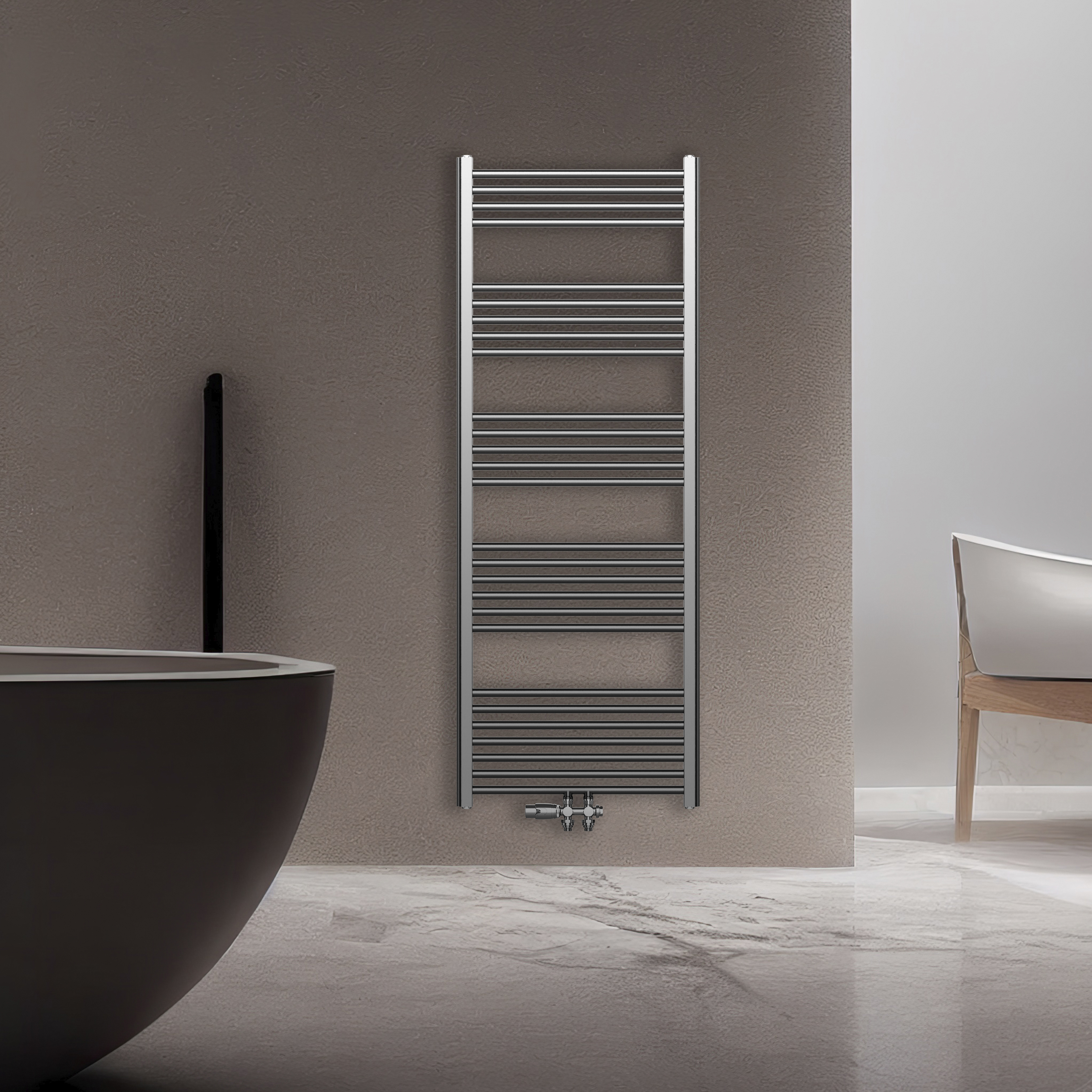 BELRAD SÈCHE-SERVIETTES - RACCORDEMENT GAUCHE-DROITE/CENTRAL - 557 WATT - 1600X600CM - ACIER INOX BROSSÉ