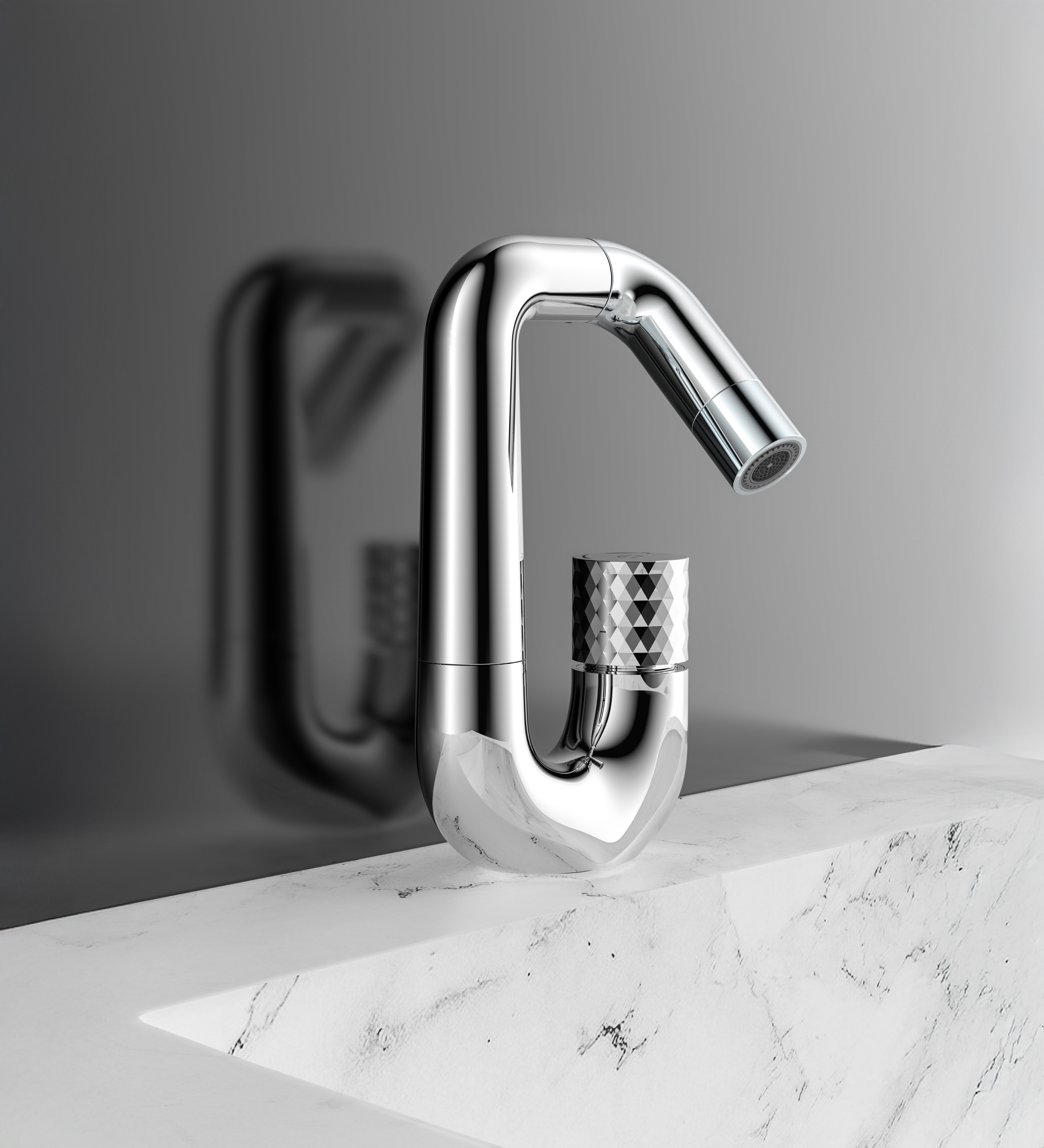 ALONI FLOW MITIGEUR DE LAVABO - BOUTON POUSSOIR - BEC PIVOTABLE - CHROME