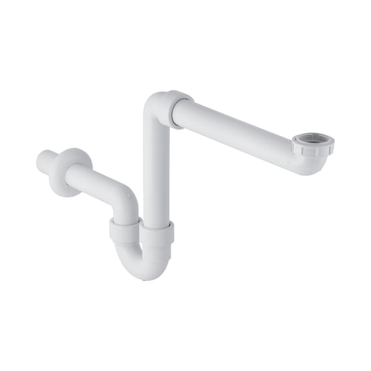GEBERIT SIPHON TUBULAIRE – POUR LAVABO – GAIN DE PLACE – ÉVACUATION HORIZONTALE – 5/4" X 6/4" – Ø 40 MM – PLASTIQUE – BLANC