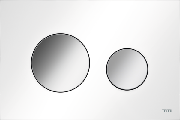 TECELOOP PLAQUE DE DÉCLENCHEMENT WC -DOUBLE CHASSE - SYNTHÉTIQUE - BLANC BRILLANT / NOIR BRILLANT