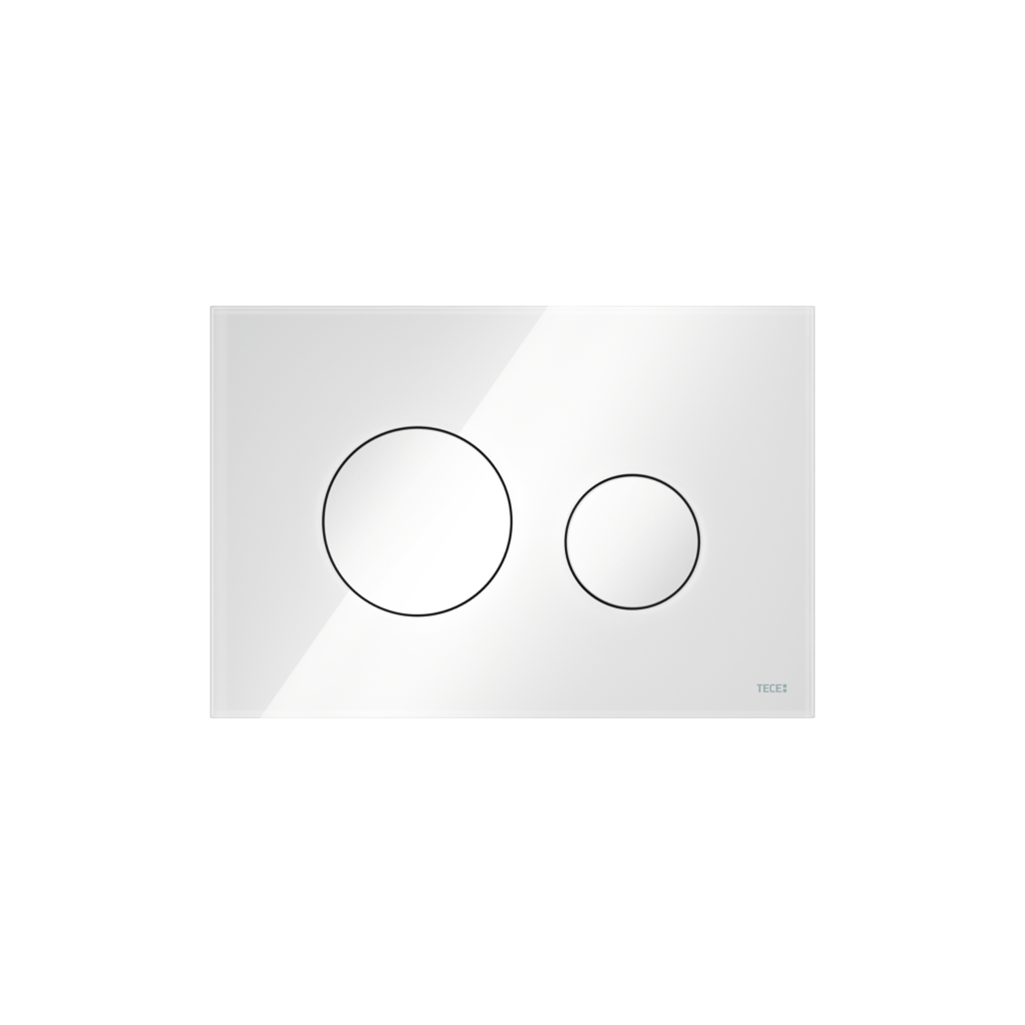 PLAQUE DE DÉCLENCHEMENT WC TECELOOP, DOUBLE TOUCHES, VERRE BLANC, TOUCHES BLANCHES