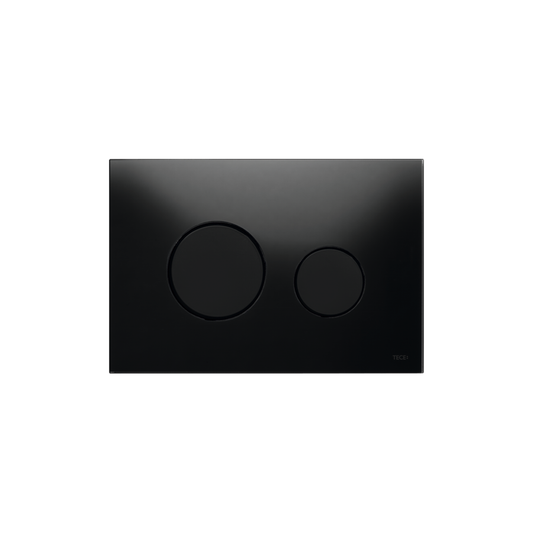PLAQUE DE DÉCLENCHEMENT WC TECELOOP, DOUBLE TOUCHES, VERRE NOIR, TOUCHES NOIRES