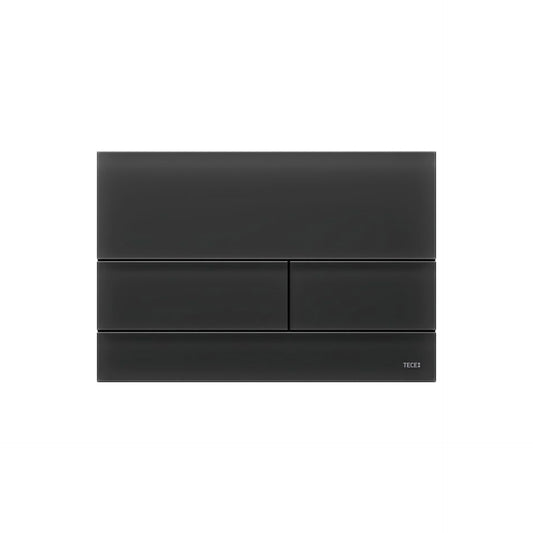 PLAQUE DE DÉCLENCHEMENT WC TECESQUARE II, DOUBLE TOUCHES, VERRE NOIR SATINÉ