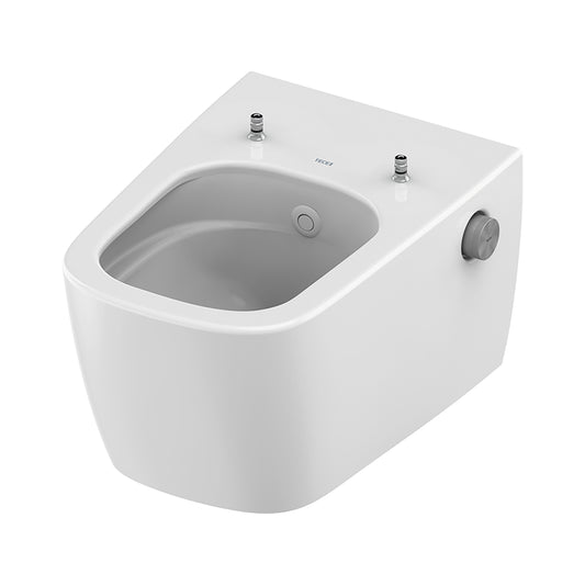 TECENEO TOILET SUSPENDU AVEC BIDET - AVEC MITIGEUR DE BIDET - EAU CHAUDE ET FROIDE - 54 CM - BLANC BRILLANT