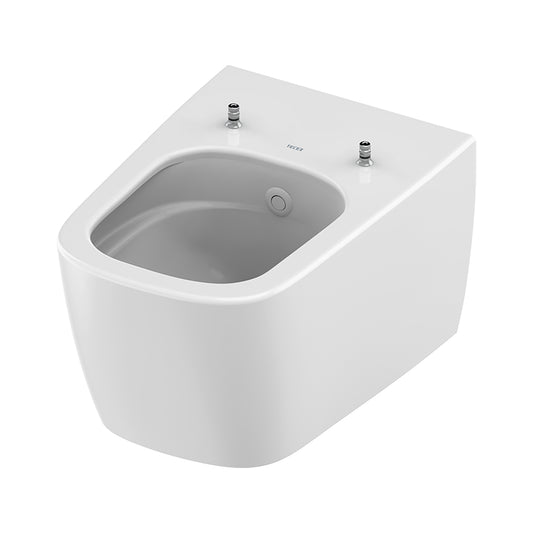 TECENEO TOILET SUSPENDU AVEC BIDET - AVEC MITIGEUR DE BIDET - EAU FROIDE - 54 CM - BLANC BRILLANT