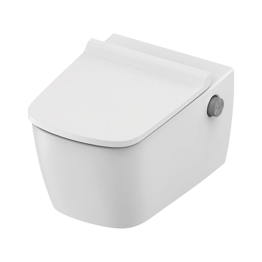 TECENEO TOILET SUSPENDU AVEC BIDET - AVEC MITIGEUR DE BIDET - EAU CHAUDE ET FROIDE - AVEC ABATTANT DESIGN SLIM - 54 CM - BLANC BRILLANT