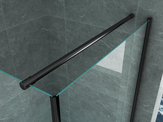 ALONI CABINE DE DOUCHE AVEC PORTE BATTANTE ET PAROI LATÉRALE – TRAITEMENT ANTI-CALCAIRE – RÉVERSIBLE – VERRE DE SÉCURITÉ 6?MM – 80X80X190?CM – NOIR?MAT – VERRE CLAIR