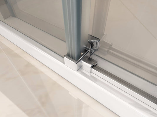 ALONI CABINE DE DOUCHE AVEC PORTE COULISSANTE ET PAROI LATÉRALE - TRAITEMENT ANTI-CALCAIRE - RÉVERSIBLE - VERRE DE SÉCURITÉ 8MM - 90X140X195 CM - CHROME - VERRE CLAIR