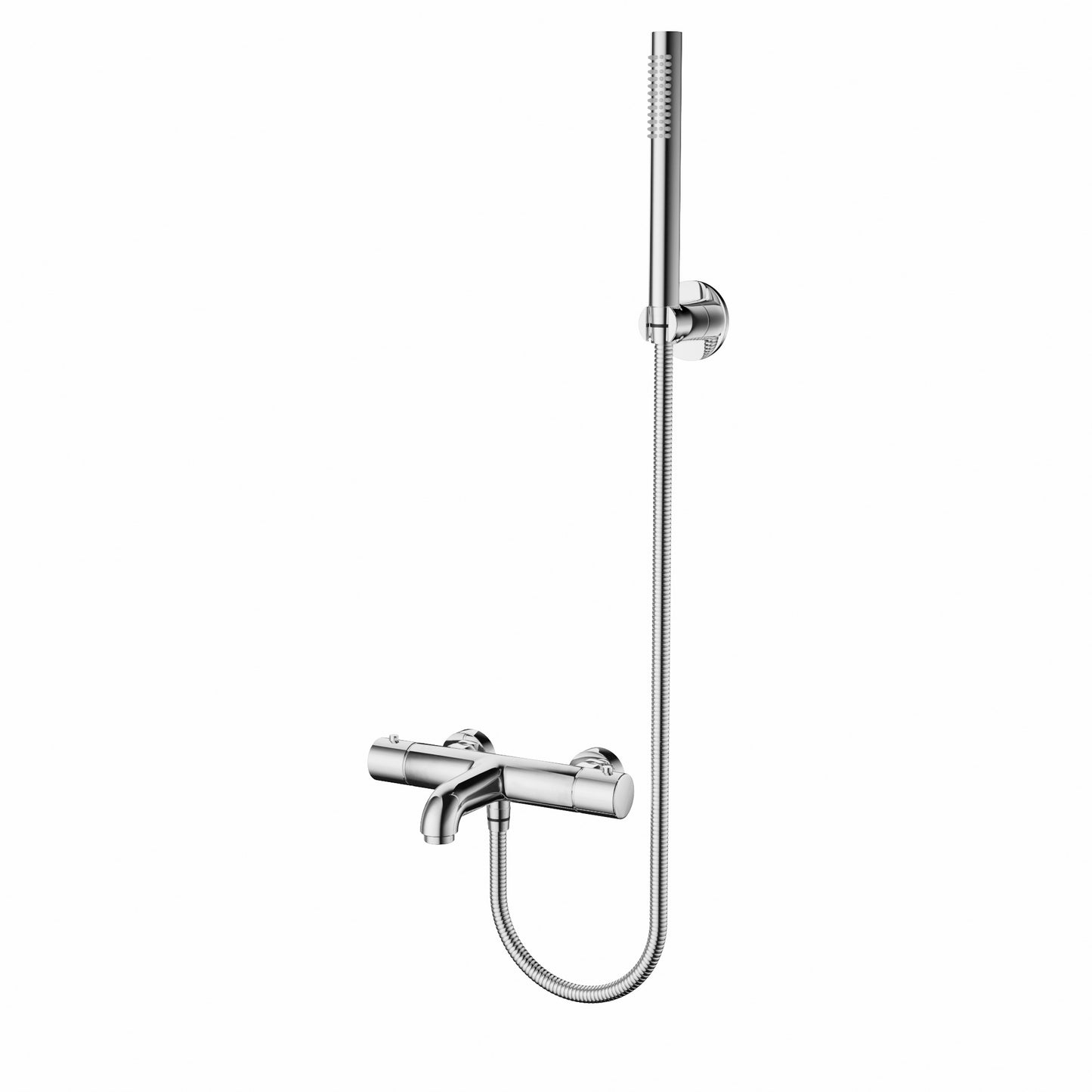 ALONI MITIGEUR BAIN ET DE DOUCHE - THERMOSTATIQUE - AVEC FLEXIBLE DE DOUCHE 150 CM, POMME DE DOUCHE ET SUPPORT MURAL - CHROME