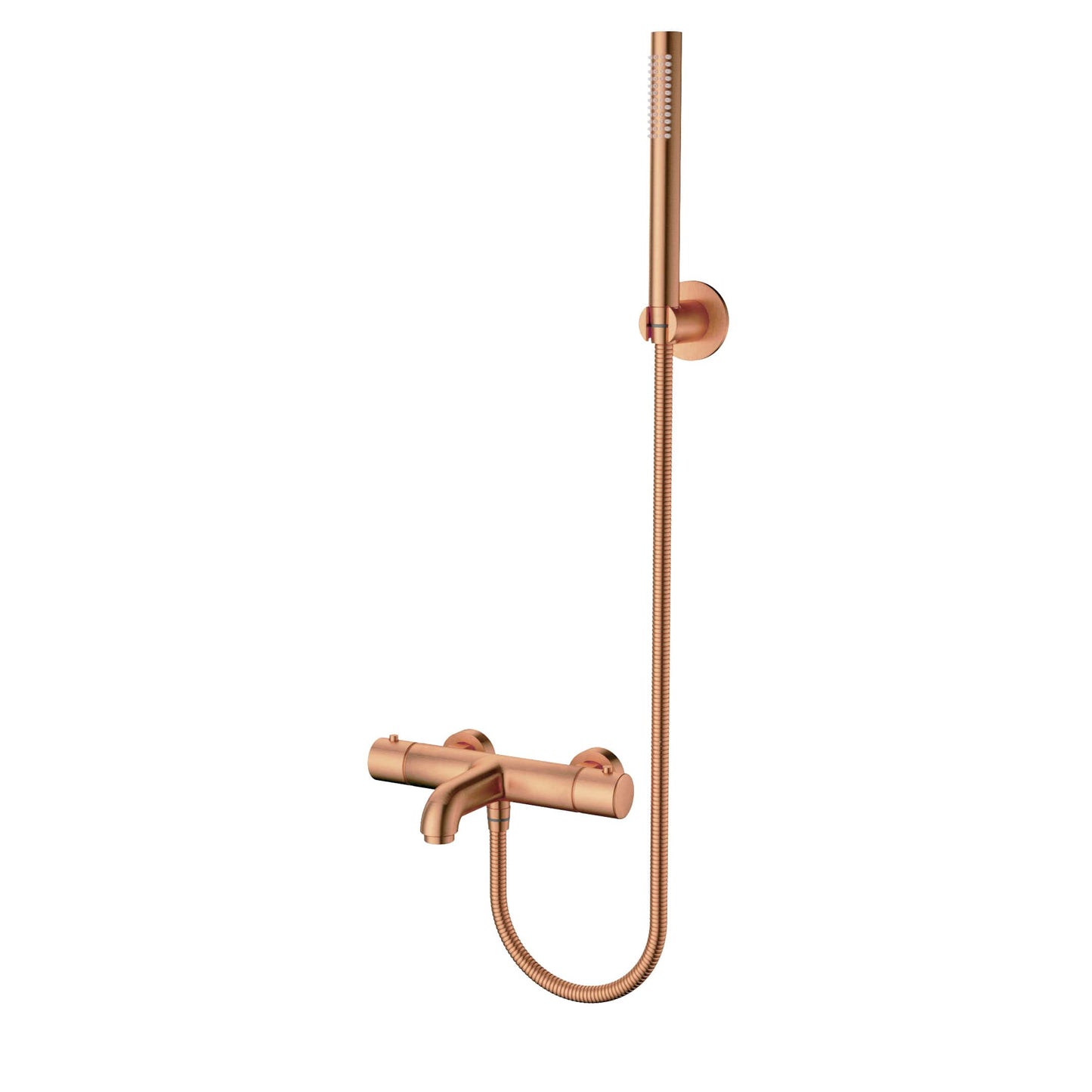 ALONI MITIGEUR BAIN ET DE DOUCHE - THERMOSTATIQUE - AVEC FLEXIBLE DE DOUCHE 150 CM, POMME DE DOUCHE ET SUPPORT MURAL - CUIVRE BROSSÉ