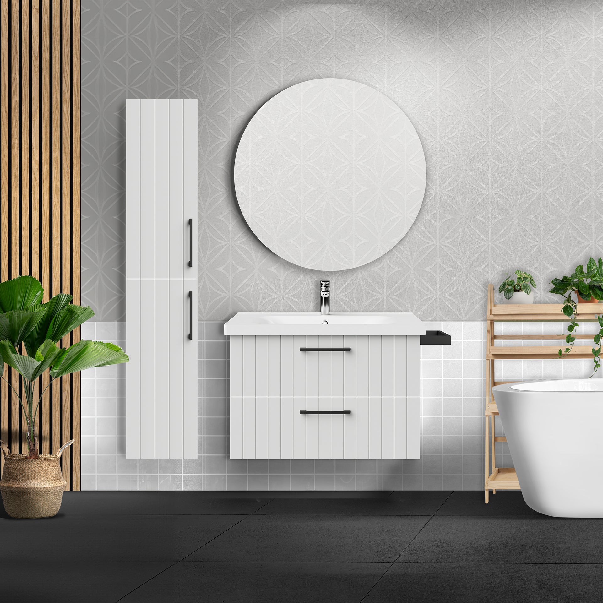 CREAVIT D10 ARMOIRE HAUTE 150x30CM - BLANC LAQUÉ