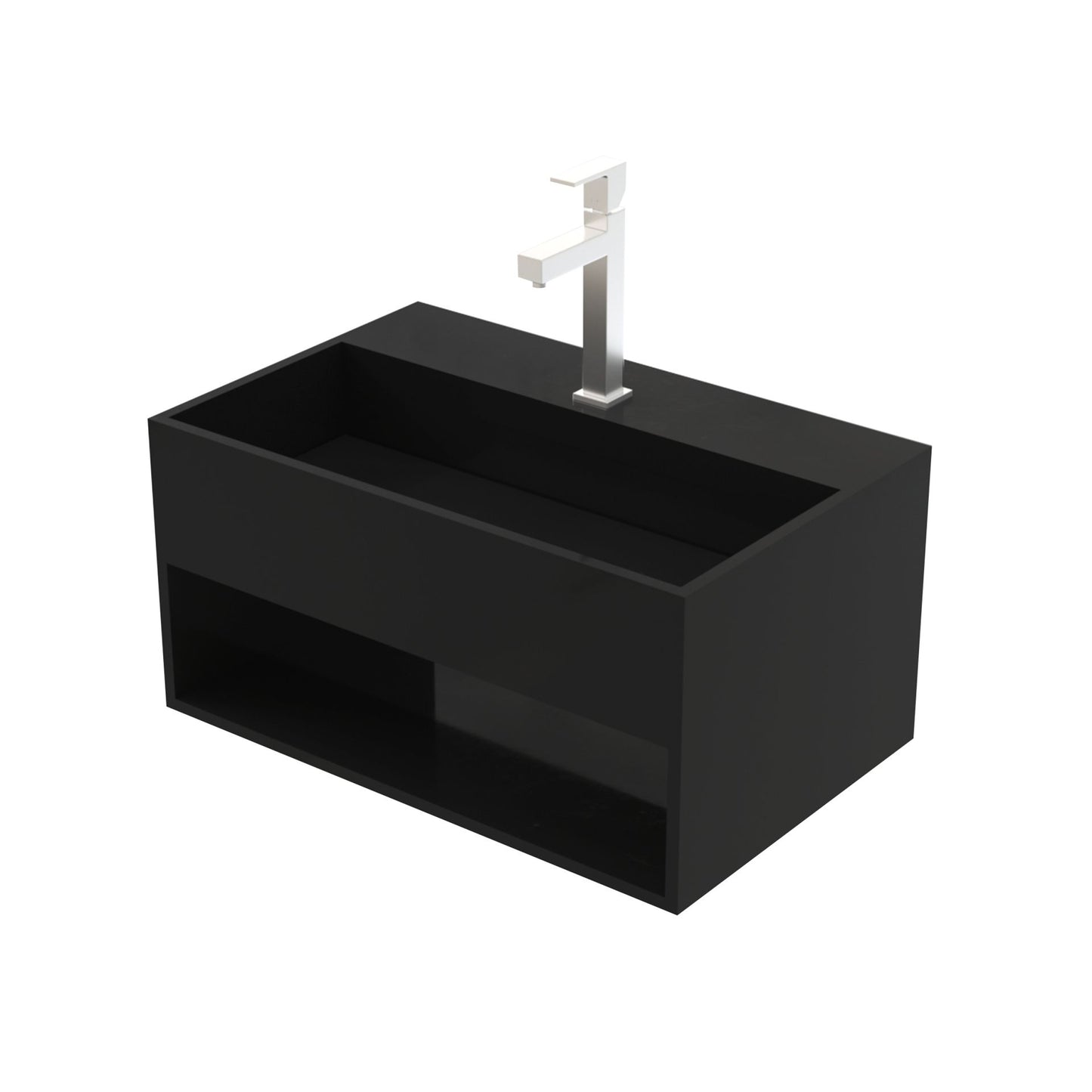 SOLID SURFACE VASQUE CANIVEAU (50X32,4X25CM) - NOIR MAT