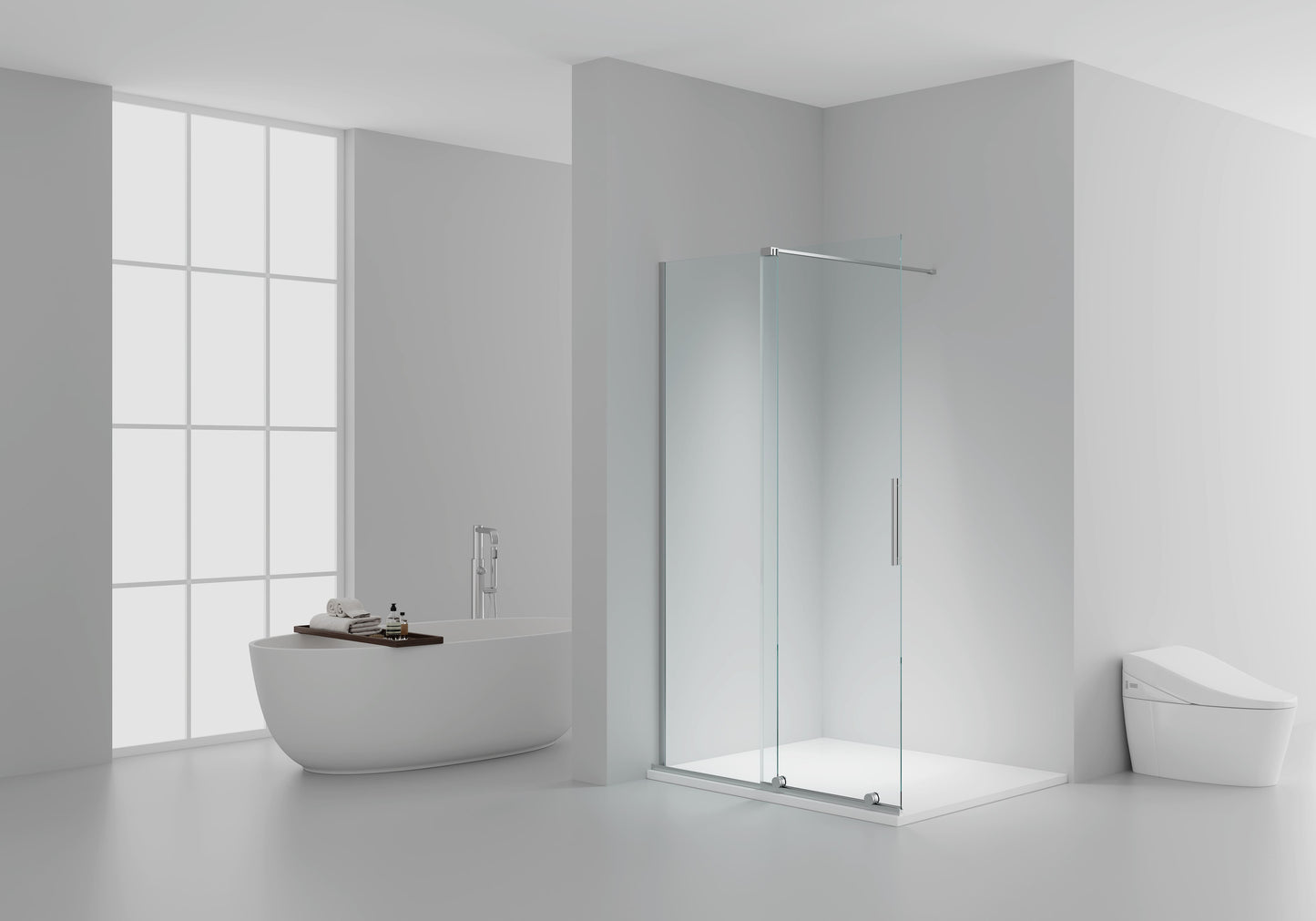 X-SLIDE DOUCHE À L'ITALIENNE AVEC PORTE COULISSANTE - PORTE COULISSANTE POUR NICHE – TRAITEMENT ANTICALCAIRE – RÉVERSIBLE – VERRE DE SÉCURITÉ 8MM – 120X200CM – CHROME – VERRE CLAIR