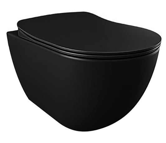 WC SUSPENDU DESIGN NOIR MAT, AVEC HYGIÈNE (BIDET) INOX