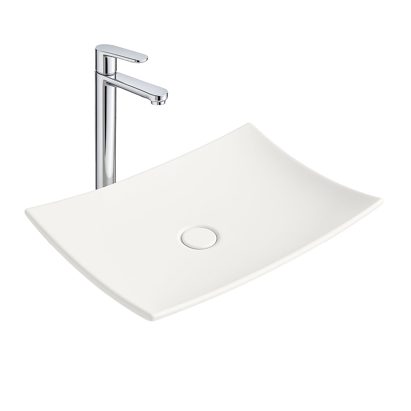 ALONI CAVON LAVABO - À POSER – SANS TROP-PLEIN – SANS TROU DE ROBINET – CÉRAMIQUE – 60X12X40 CM – BLANC BRILLANT