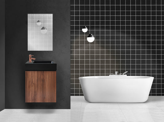 ALONI MIKARO MEUBLE DE TOILETTE - 1 PORTE - DROITE - AVEC POIGNÉE - SOFT CLOSE - 40X50X22,3 CM - NOYER