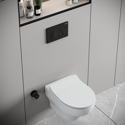 CREAVIT NESS WC SUSPENDU AVEC BIDET - TORNADO FLUSH - SANS BRIDE - SANS ABATTANT WC - BLANC BRILLANT